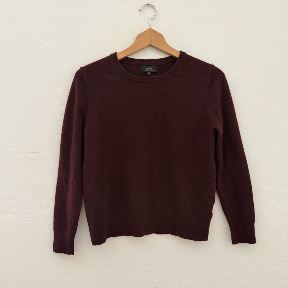 Quince 100% Mongolian Cashmere Crewneck Sweater Burgundy XS S